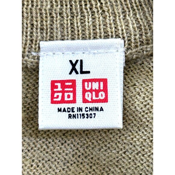 Uniqlo Men’s Pullover Sweater XL Gold Fine Merino Wool Crewneck Long Sleeve - Picture 5 of 12